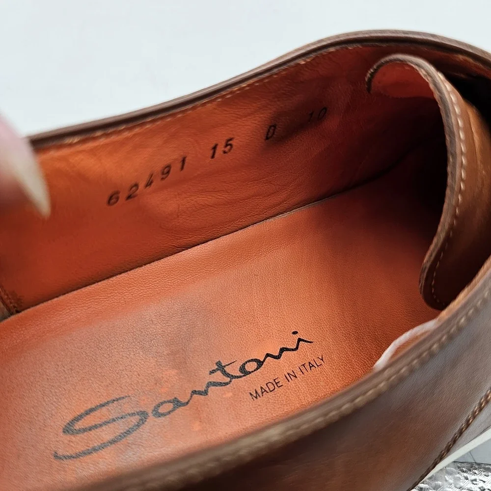 Santoni Mens Size 15 EUC Atlantis Brown‎ Burnished Buttery Soft Leather Sneakers